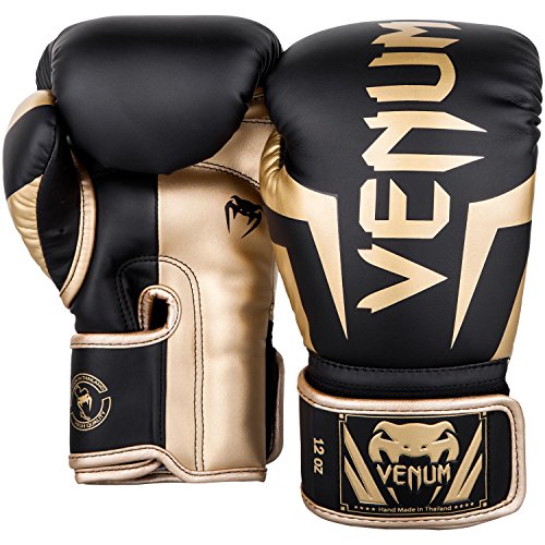 Venum Elite Boxing Gloves - color: Black/Gold, size: 12-Ounce