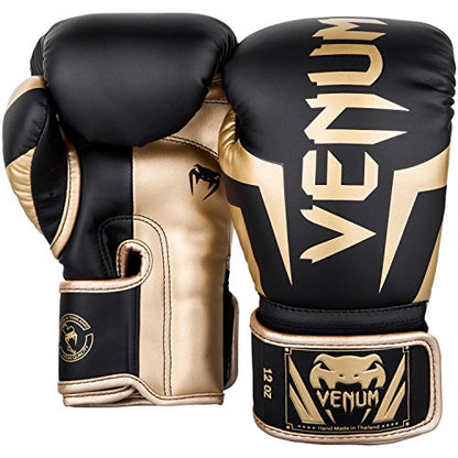 Venum Elite Boxing Gloves - color: Black/Gold, size: 12-Ounce
