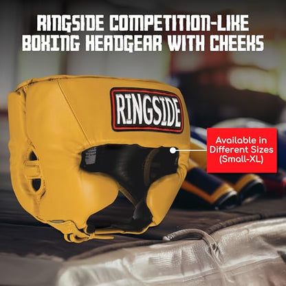 Ringside Competition-Like Boxing Headgear with Cheeks - color: Gold, size: Medium