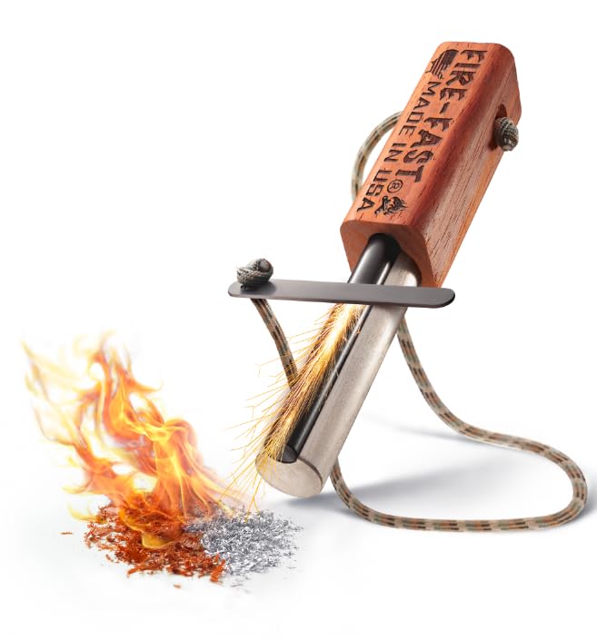 Fire-Fast Trekker. Best Emergency Waterproof Survival Fire Starter. Magnesium and Euro Fire Steel Ferro Rod. Compact Durable Tool for Bushcraft, Camping, Backpacking, Hiking, Hunting, or Bug Out Bag