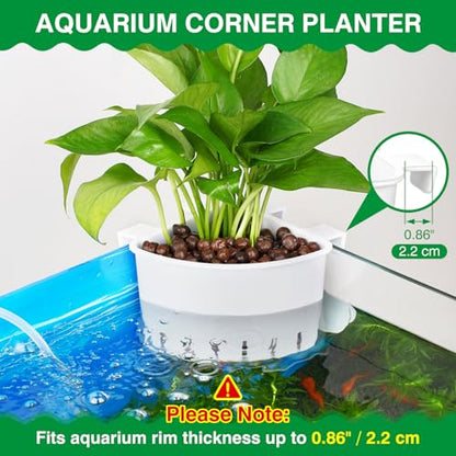 2026 Latest Model Large Aquarium Corner Planter Hanging Plant Holder for Fish Tank Aquaponic Plant Cultivation and Aquascape Accessories Decorations (1 Pack) White