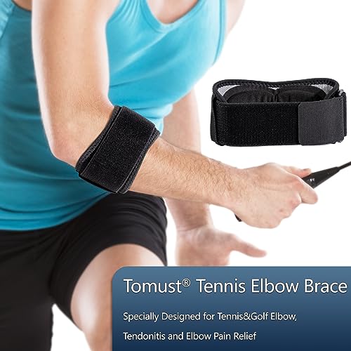 Tennis Elbow Brace with Gel Pad and Adjustable Forearm Support, S-M - size: S/M