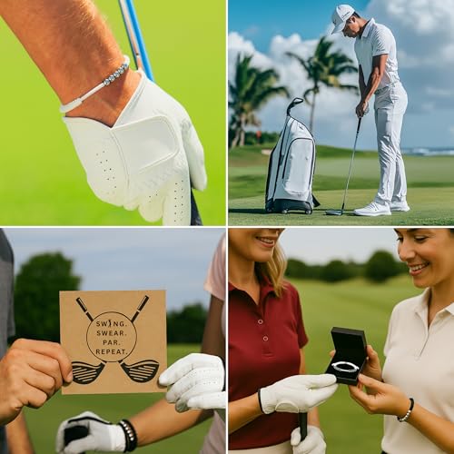 LAMIBEE Premium Golf Stainless Steel 10 Bead Score Counter Bracelet, Golf Stroke Count Bracelet, Resizable Easy Adjust Golf Round Scoring Tracker, Durable Stylish Golf Accessory - style: White