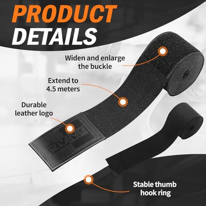 Premium Handwraps 180 inches for Men & Women - color: Black, size: 4.5m