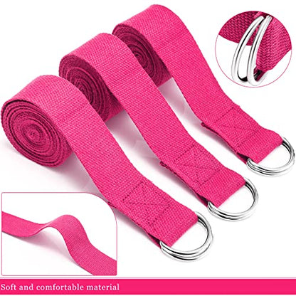 Leyndo Yoga Strap Stretching Pilates Exercise Adjustable Straps 6 ft Non Elastic Yoga Belt with Adjustable D Ring Buckle for Pilates Gym Workouts Fitness - color: Rose