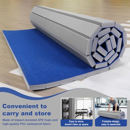 Indoor Gymnastics Track Exercise Mat 118.11x70.87x1.57inch Sturdy Folding Gymnastics Mat with Grippy Surface for Home Yoga Fitness Pilates Martial Art