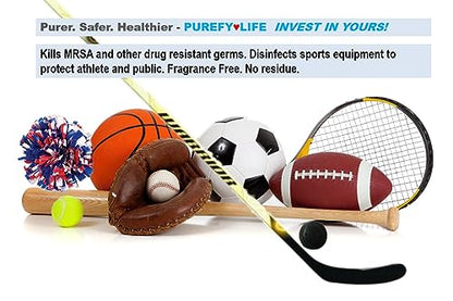 Purefypro Sports Equipment Disinfectant Spray - (1.7oz, 3pk) TSA Travel Size. Kills 99.9999% MRSA, HIV, Athlete Foot Fungus, Virus and Fungi. No Rinse, No Residue. Great For Sports Pads, Yoga Mats,
