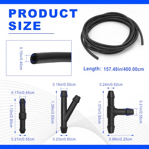 4 Meter Universal Car Windshield Washer Hose Tube Replacement Kit with 12 Connectors for Windshield Wiper Jet Nozzle Repair and Glass Washing System Maintenance