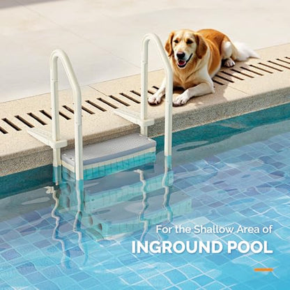 VINGLI Pool Ladder for Above Ground Pools 3-Step, Safety Stair - Beige&Gray - color: Beige & Gray, size: 3 Steps