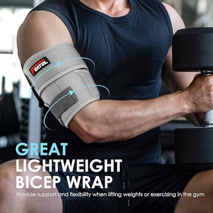 FEATOL Bicep Tendonitis Brace, Upper Arm Compression Sleeve Support Bands - color: Gray, size: Medium