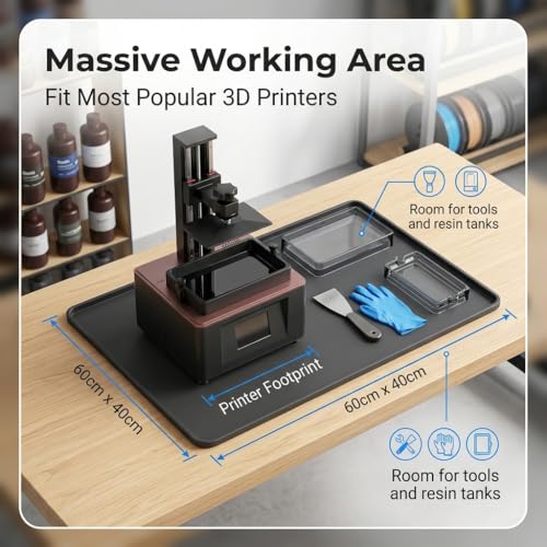 Frezonika Silicone Mat for 3D Printers, Anti-Slip Pad Compatible with Flashforge, Comgrow, Elegoo, Bambulab and Most of 3D Printers, Desk Surface Protector 3D Printer Accessories 23.6x15.8in (Black)