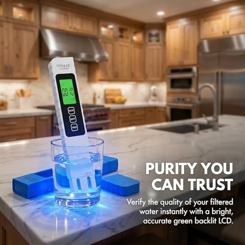 TDS Meter Digital Water Tester 4 in 1 TDS EC & Temperature(°C,°F) Meter, 0-9999 ppm Meter, Portable Large Display Water Testing Kits for Drinking Water Hydroponics Aquarium, RO/DI System - color: White Black