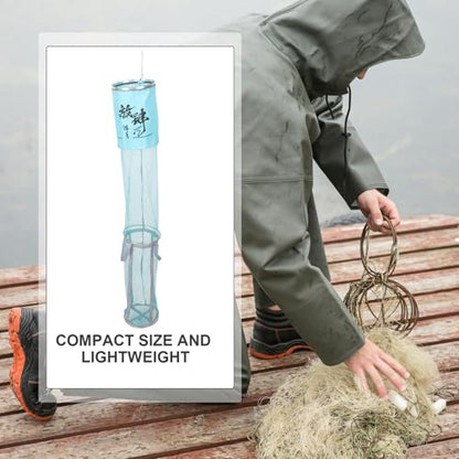 Toyvian Nano Nylon Fish Catcher Net Bag 25x1.5m Double Ring Portable Fishing Net Pouch for Outdoor Anglers Reinforced Mesh for Freshwater and River Use