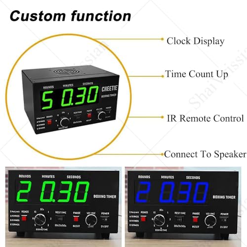 Boxing Interval Timer,Professional Gym Timer with LED Display,Selectable Training Time & Cycle Repetitions,Adjustable Sound,for Muay Thai,MMA,Kickboxing Blue - color: Blue