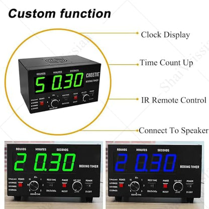 Boxing Interval Timer,Professional Gym Timer with LED Display,Selectable Training Time & Cycle Repetitions,Adjustable Sound,for Muay Thai,MMA,Kickboxing Blue - color: Blue