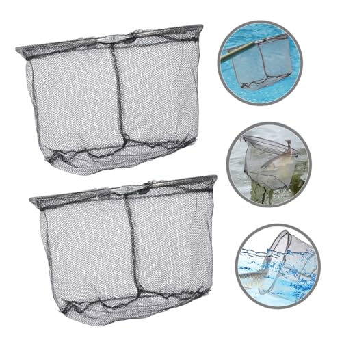 Hemobllo 4pcs Foldable Fishing Landing Net Replacement Heads, Stainless Steel Frame with Deep Black Mesh, 40cm Round Net for Freshwater and Saltwater Fishing Gear