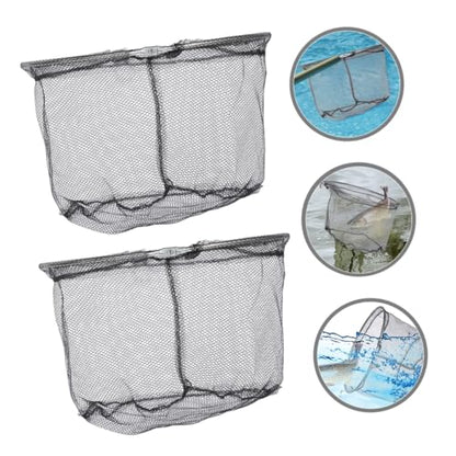 Hemobllo 4pcs Foldable Fishing Landing Net Replacement Heads, Stainless Steel Frame with Deep Black Mesh, 40cm Round Net for Freshwater and Saltwater Fishing Gear