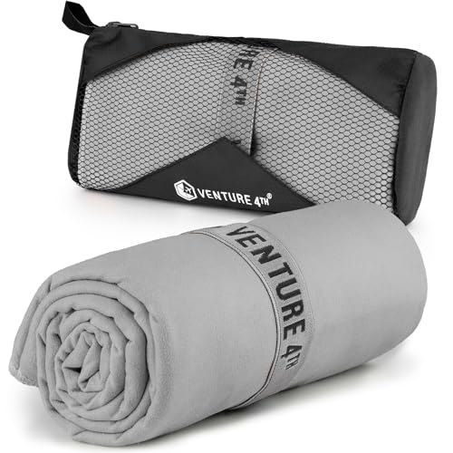 VENTURE 4TH Quick Dry Microfiber Towel for Camping & Gym - Light Gray XL - color: Light Gray, size: 72.00" x 31.50"