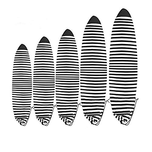 Surfboard Sock Cover,Lightweight Stretch Board Bag for Sun Protection,Foldable Surfboard Sock Sleeve Perfect for Travel and Transportation - color: Black and White, size: 6'0''