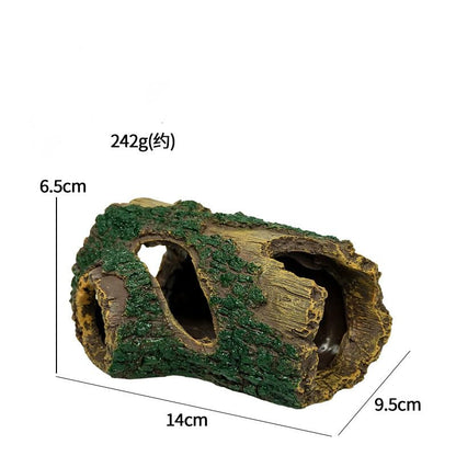1PC Fish Tank Decoration Landscaping Aquarium Scenery Resin Crafts Decoration Wooden Barrel Wood Tree Debris Escape Bucket Spider Scorpion Lizard Shelter Decoration Reptile