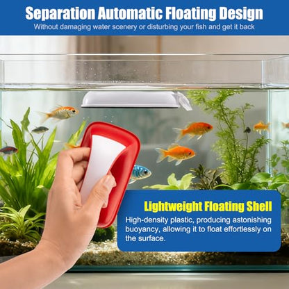 Small Aquarium Cleaning Tool Fish Tank Strong Magnetic Algae Scraper Glass Cleaner Floating Scrubber Brush with 2 Detachable Scrapers for Cleaning Debris and Algae (Size S) - size: S - Up to 1/4" Glass Thickness