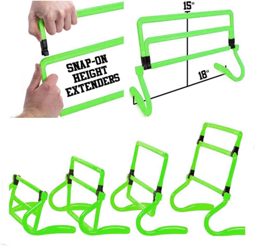 Adjustable Speed Training Hurdles Fitness & Speed Training Equipment with Agility Ladder - Plyometric Fitness & Speed Training – Hurdle/Obstacles for Soccer, Football, Track & Field - color: Green