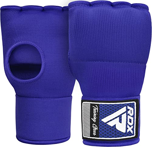 RDX Gel Boxing Hand Wraps Inner Gloves Men Women, Quick 100cm Long Wrist Straps, Elasticated Padded Fist Under Mitts Protection, Muay Thai MMA Kickboxing Martial Arts - color: Blue, size: X-Large