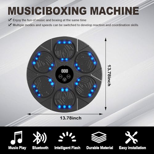 HOTSEVEN 2025 Music Boxing Machine with Boxing Gloves, Smart Bluetooth Boxing Machine with LED Electronic Wall Mounted, Music Boxing Target Workout Punching Equipment for Home(Upgrade) - style: QJB-55(CIRCULAR)