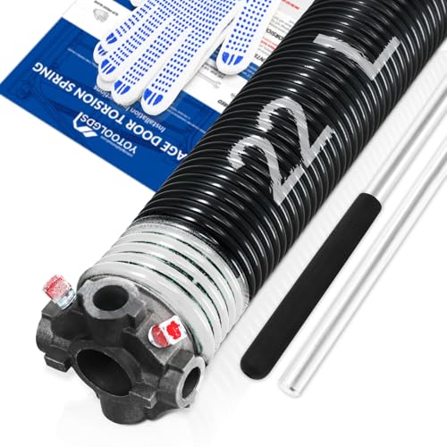 Left Hand Wind（Black Cone）2" Garage Door Torsion Spring with Non-Slip Winding Bars & Gloves, High Precision Electrophoresis Black Coated, for Replacement, MIN 16,000 Cycles (0.218x2''x22'') - size: 0.218X2"X22"-L