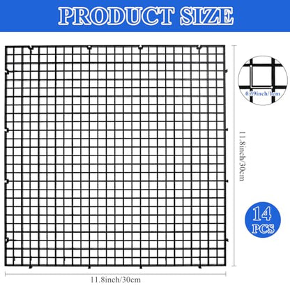 Supkiir 14pcs Aquarium Fish Tank Divider, Plastic Grate Isolation Board Partition, Black Aquarium Filter Bottom Tray Egg Crate Light Diffuser Grid Panel