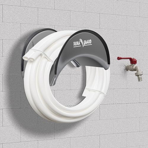 FLORA GUARD Garden Hose Holder, Heavy-Duty Hose Hanger, Holds Up to 125 ft, Garden Rack Wall Mount for Outside, Rust and Slip Resistant, Gray - color: 2Pack Gray