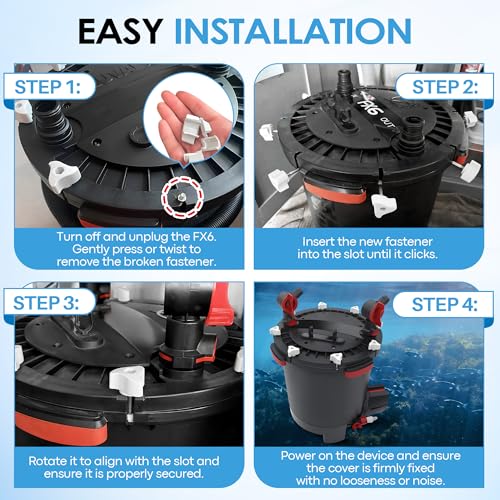 6 Pack Replacement Parts Compatible with Fluval Canister Filters, Lid Fastener Compatible with Fluval FX6 FX5 FX2 FX4, Secure Fit and Long Lasting