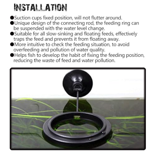 Fish Feeding Ring, Fish Safe Floating Food Feeder Circle Blue, with Suction Cup Aquarium, Square and Round Shape Fish Tank Towels - for Guppy, Betta, Goldfish, Etc (1 Circle)