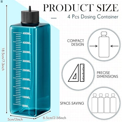 LemonRoad 4 Pcs Dosing Container 450 ml, Dosing Pump Reservoir Containers, Plastic Liquid Srorage Bucket, Aquarium Air Pump Accessories for Aquarium Fish Tank Fish Water Supplies Accessories(Brown)