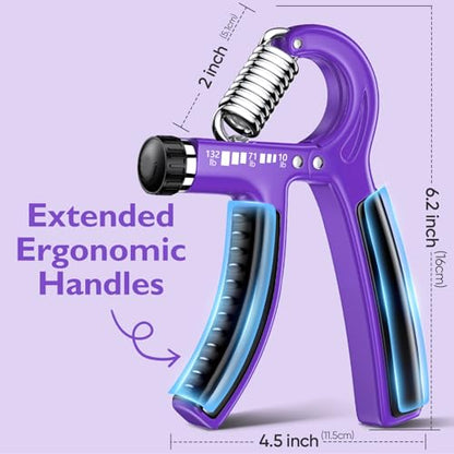 FitBeast Grip Strengthener Forearm Strengthener, Adjustable Hand Grip for Strength Training & Rehabilitation, 10-132 lbs Resistance, Ideal for Athletes and Physical Therapy - color: Purple