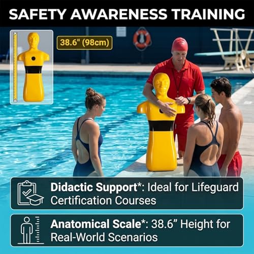 Weighted Rescue Dummy,110lbs Heavy HDPE Body-Water Rescue Training Dummy,38.6in Professional Swimming Safety Drill Model-Lifeguard Training Manikin,Sealed Weight Port(Yellow) - color: Yellow