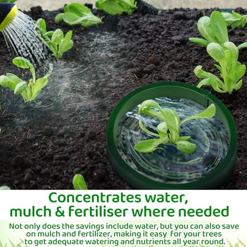 6 Pcs Grow Planting Rings 7 Inch Water Saver Irrigate Green Round Planting Rings Circular Landscape Edging Kit for Deep Watering Veggies Herbs Flowers Trees and Garden Plants