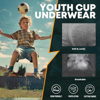 Davion 2-Pack Baseball Cup Youth Boys Underwear with kids Soft Athletic Cup - color: Dark Grey-2pack, size: Small