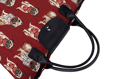 Signare Tapestry Foldable Tote Bag Reusable Shopping Bag Grocery Bag - color: Pug