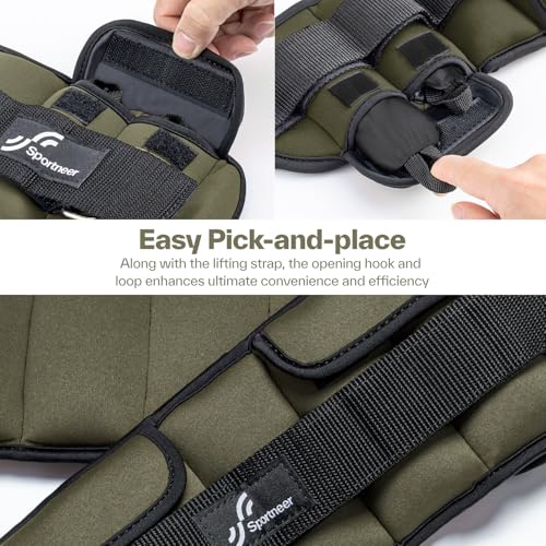 Sportneer Adjustable Ankle Weights with Removable Weights, Easy to Adjust - color: Army Green