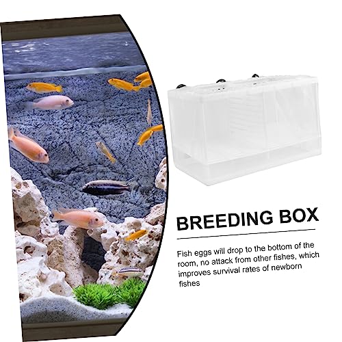 Generic Box Hatch Isolation Net Box Fish Tank Decor Pond Skimmer Net Kit Aquarium Water Hatching Fish Net Aquariums Incubator Feeder Aquarium Plants Tanks Cage Starter White Plastic