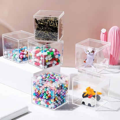 Clear Acrylic Candy Box with Lid Acrylic Decorative Boxes Acrylic Square Cube for Vanity Jewelry Accessories - size: 2.6 x 2.6 x 2.6 Inch