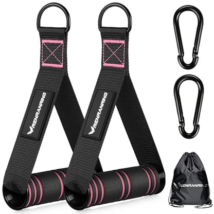 RENRANRING Gym Exercise Handles, Replacement Handle Attachments for Cable Machine Pulleys, Resistance Band and Strength Trainer, Pull Down Workout Accessories, Home Gym Add On Equipment - color: Black, Pink