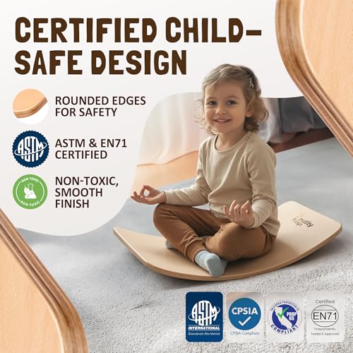 NUTTY TOYS Montessori Wooden Wobble Board for Kids & Adults -100% Natural Wood Balance Board, Waldorf Toddler Balancing Toy, Unique Boy Girl Open Ended Toy Best Valentines Day & Easter Gifts Idea 2026 - size: Mini