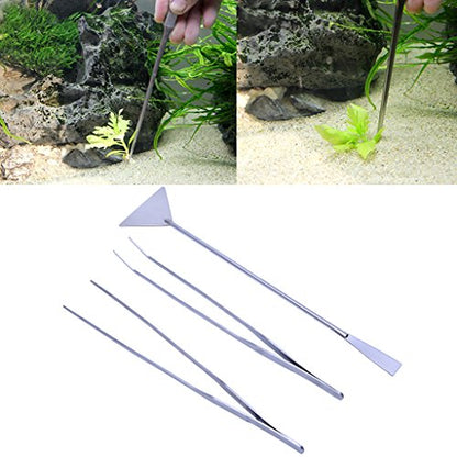 3 Pack Aquarium Tweezers Spatula Tool Stainless Steel Aquascaping Tools Set Starter