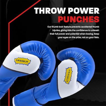 Kids Boxing Gloves for Kids Children Youth Punching Bag Kickboxing Muay Thai Mitts MMA Training Sparring Gloves - color: Blue, size: 4 oz