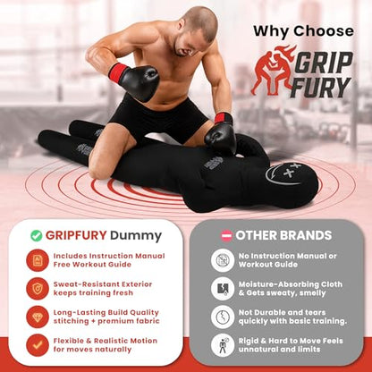 Unfilled 4ft Wrestling Dummy for Kids – Jiu Jitsu Grappling Dummy for Kids MMA Training & Punching Dummy