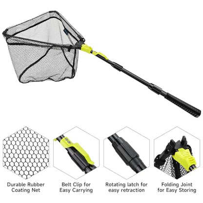 Fishing Net, SANLIKE Fishing Gear and Equipment, Fishing Net with Handle, Fly Fishing Net, Fly Fishing Accessories - size: 98 inch
