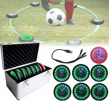 Reaction Training LED Lights, Reaction Training Light Kits with Organizing Box, 1 Main Control Light and 6 Training Lights, 15 M Control Distance, for Basketball, Fitness, Fighting, Football