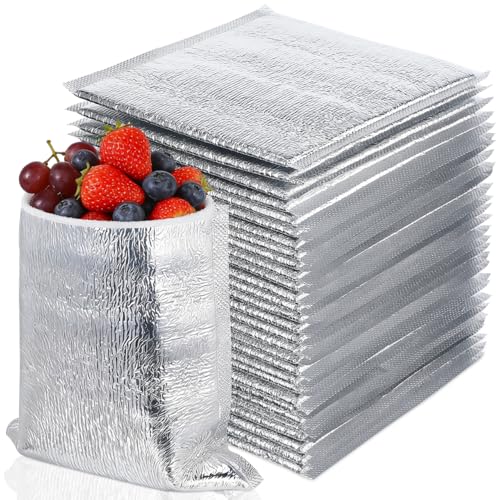 DOITOOL Reusable Insulation Bags 50PCS Insulated Shipping Thermal Box Liners Metalized Box Liners Waterproof Insulated Shipping Container for Camping Picnic (20x20CM)